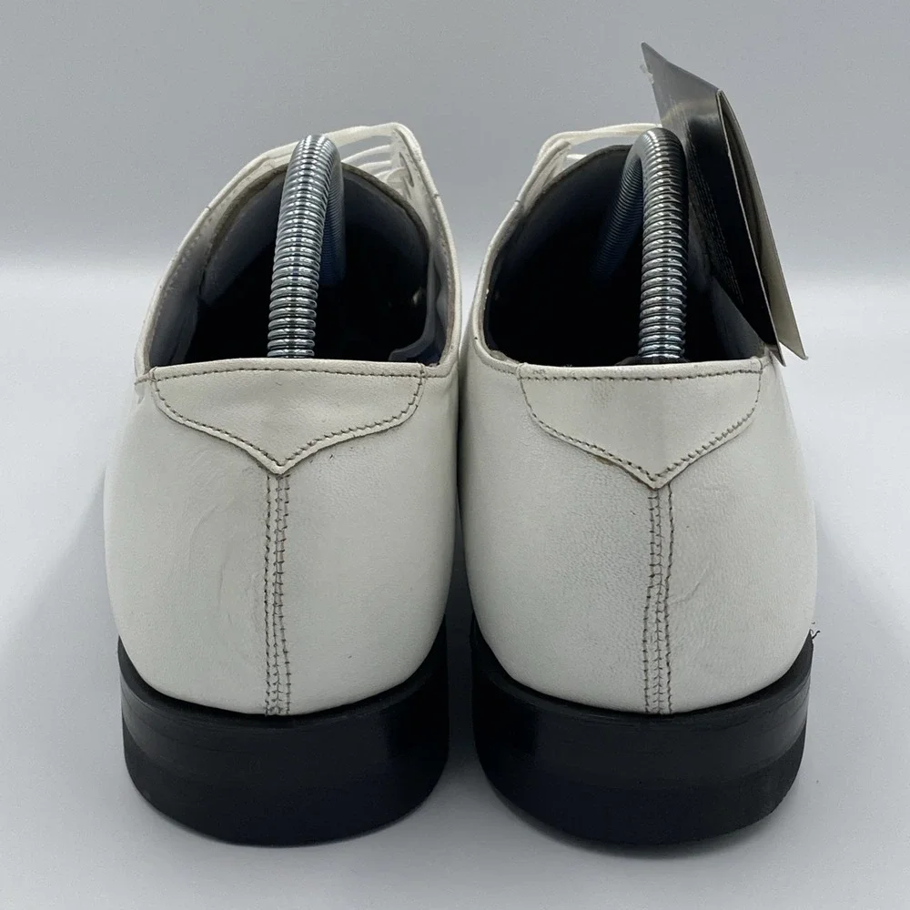 Stacy Adams Madison Cap Toe Oxford White Kidskin Leather Men's 9.5 D Dress Shoe